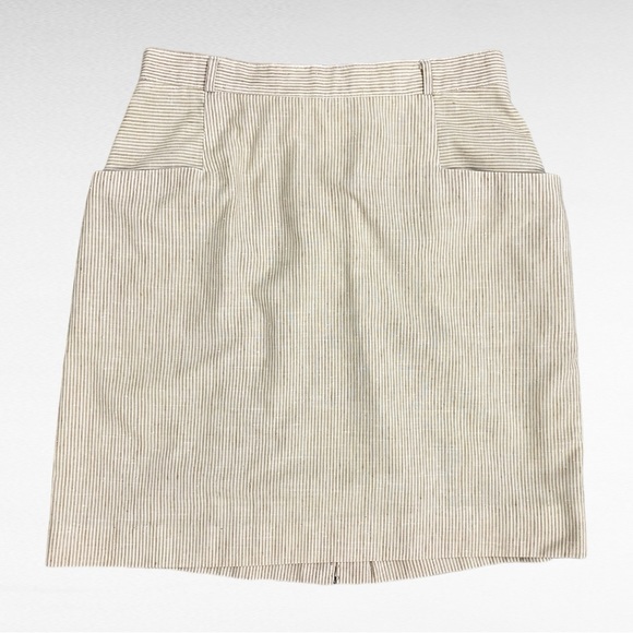 VINTAGE | College Town Tan & White Stripe Preppy High Rise Skirt w/Pockets - Picture 7 of 8